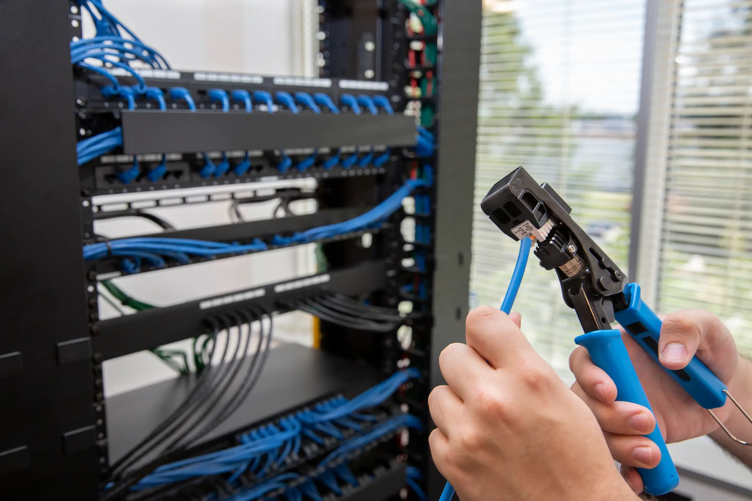 Technician working on a home installation